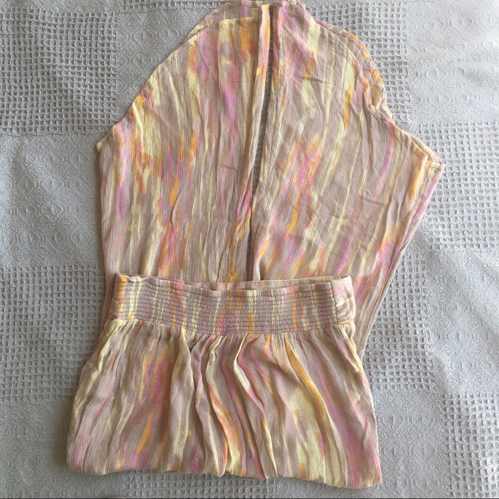 Free People Hippie Cotton Pull-On Asymmetrical Flare Hem Crepe Crinkle Pant - Picture 8 of 13